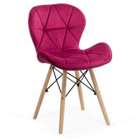 Scaun elegant BUC 241V din catifea visinie cu cadru din lemn - 1
