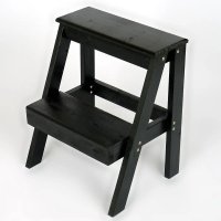 Scara taburet din lemn, 2 trepte culoare  negru,45 cm - 1