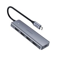 Hub UGREEN 4-in-1 USB C CM219 cu 4 porturi USB 3.0 A, Gri - 1