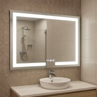 Oglinda cu iluminare LED, functie dezaburire, ceas si termometru, MD1, 100x80 cm - 1