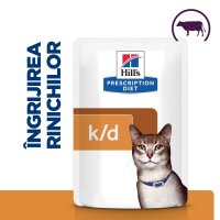 HILL'S Prescription Diet k/d Kidney Care, Vită, dietă veterinară pisici, plic hrană umedă, sistem renal, 85g x 12buc - 6