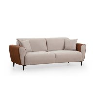 Canapea extensibila AREN, 3 locuri, bej + scortisoara, 215x85x85 cm - 1