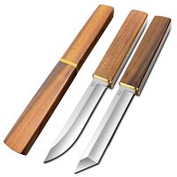 Set doua cutite japoneze fixed blade, maner lemn, 24 cm, camping, vanatoare - 3