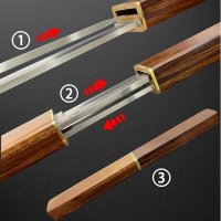 Set doua cutite japoneze fixed blade, maner lemn, 24 cm, camping, vanatoare - 1