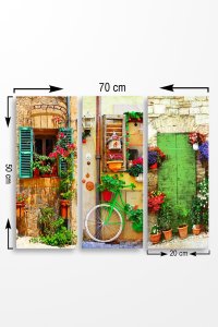 Set de Tablouri Canvas MDF0088 - 3 Piese Multicolore 70x50 cm - 2