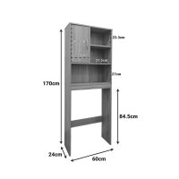 Dulap baie masina de spalat Tazien Gri inchis 60x24x168.5 cm - 4
