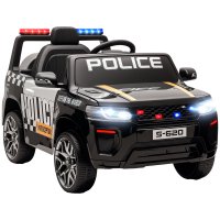 AIYAPLAY Mașină Electrică de Poliție pentru Copii 12V cu Telecomandă, Sirenă și Lumini, Vârsta 3-5 Ani, Negru - 1