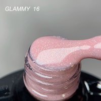 Rubber Base Everin Soo Glammy 16 – Bază rubber Roz-Mauve cu Sclipici Holografic Fin, HEMA &amp; TPO Free, 12ml - 1