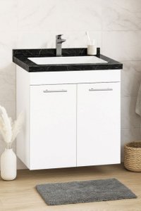 Set Baza si Lavoar 867, Suspendat, 60 cm, Alb si Negru - 1