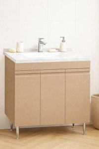 Set Baza front MDF si Lavoar seria 886, montat, 80 cm, cappuccino - 1