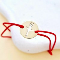 Bratara Balerina Decupata din Argint 925 cu Placaj de Aur Galben 18K si Snur Reglabil - 1