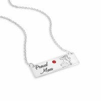 Lantisor cu pandantiv personalizat - Proud Mom - Argint 925 si Cristal Swarovski - 1