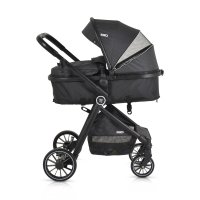 Carucior transformabil 2in1 Moni Rio Black pana la 22 kg,Cadru din aluminiu,Spatar reglabil,Scaun reversibil,Roti din spuma EVA pivotante cu amortizor si rulment,Baldachin,cu Husa picioare,Geanta,Plasa insecte,Suport pahar - 5