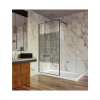 Perete dus walk-in cu model Lines 104, sticla securizata 8 mm, profil negru mat, tija extensibila 90 x 200 cm - 2