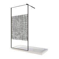 Perete dus walk-in cu model Lines 104, sticla securizata 8 mm, profil negru mat, tija extensibila 90 x 200 cm - 1
