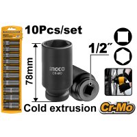Set Chei Tubulare Lungi IMPACT 1/2 10 buc, 10-24mm, Ingco HKISSD12102L - 2