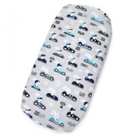 Cearceaf cu banda elastica pentru landou copii Kerstin Bunny Drivers, realizat din bumbac 100, dimensiune 80 x 38 cm - 1