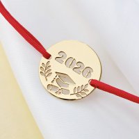 Bratara Graduation - An Decupat cu Banut de 15 mm si Snur Reglabil - Argint 925 Placat cu Aur Galben 18K - 1