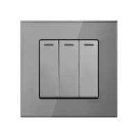 Intrerupator Triplu Cap Scara Cu Panou Din Sticla Securizata Techstar® TGS 01, 220V, 16A, 86 X 86 Mm, Gri, cu 3 Faze - 4