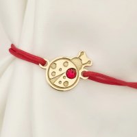 Bratara Buburuza - Argint 925 placat cu Aur Galben 18K - cristal Swarovski - snur reglabil - 1