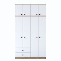 Dulap BA121, 8 usi, 2 sertare, nuc + alb, 120x42,5x216,8 cm - 1