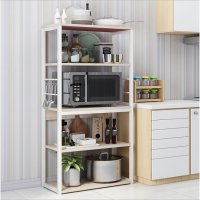 Raft Tace metalic alb - culoare lemn natural 50x30x129cm - 2
