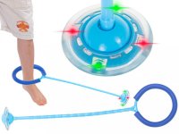 Coarda moderna de sarit pe picior, pentru copii, Ikonka Hula Hoop, cu iluminare led blue - 6