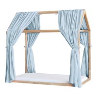 Set 2 baldachine muselina pentru pat tip casuta, Little Amy, Albastru deschis, 2x385 cm pentru pat 140x200 cm - 3