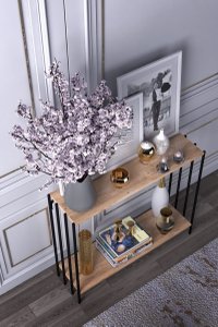 Consola, Hanah Home, pal melaminat, negru si pin atlantic, 90x26x80 cm - 4