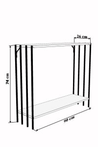 Consola, Hanah Home, pal melaminat, negru si pin atlantic, 90x26x80 cm - 3