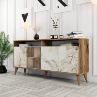 Consola Milan 160 - Walnut, Alb Marble - 2