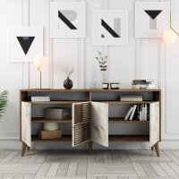 Consola Milan 160 - Walnut, Alb Marble - 4