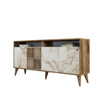 Consola Milan 160 - Walnut, Alb Marble - 6