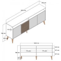 Consola Milan 160 - Walnut, Alb Marble - 7