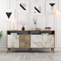 Consola Milan 160 - Walnut, Alb Marble - 1