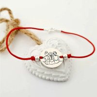 Bratara fixa cu snur si banut personalizat din Argint 925, cu inchizatoare - 1