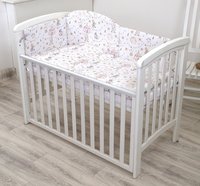 Set lenjerie din bumbac cu protectie laterala Amy pentru pat bebe 120 x 60 cm Circ roz - 2