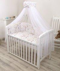 Set lenjerie din bumbac cu protectie laterala Amy pentru pat bebe 120 x 60 cm Circ roz - 4