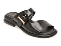 Papuci negri GOLD DEER 22040 din piele naturala lacuita pentru confort si eleganta - 1