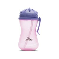 Cana sport cu clips lateral, pai moale si flexibil, capac de protectie rotativ, 360 ml, Purple Pink - 1