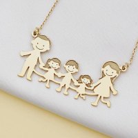 Lantisor Familie - 5 Membri - Argint 925 placat cu Aur Galben 18K - 1