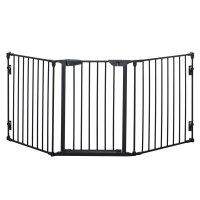 PawHut Poarta Metalica de Siguranta pentru Câini, Bariera Reglabila si Pliabila, 180x3x74.5 cm, Negru - 1