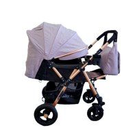 Carucior pentru copii Baby Care PRO 511 Gri Cu geanta bebe inclusa, Cadru aluminiu, Maner reversibil, Spatar reglabil in 5 trepte, Amortizoare, Plasa insecte, Frana picior, Pliabil - 1