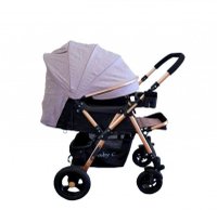 Carucior pentru copii Baby Care PRO 511 Gri Cu geanta bebe inclusa, Cadru aluminiu, Maner reversibil, Spatar reglabil in 5 trepte, Amortizoare, Plasa insecte, Frana picior, Pliabil - 3