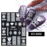 Sticker decor unghii model iarna Fulgi 5D STZ-5D02 - 1