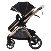 Carucior pentru copii Novokids X2000 Negru 2 in 1 cu spatar reglabil si accesorii - 3