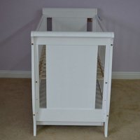 Patut copii din lemn Mira 120x60 cm alb cu sertar - 3