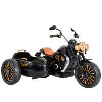 Motocicleta electrica BJDL1588 pentru copii cu atasament, 55W, 12V 7Ah, neagra - 1