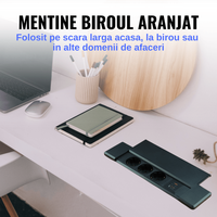 Priza incorporabila in blat ATOMKIT®, Ideala pentru Birou, Bucatarie, Mobila, 3 prize Shucko, 1 Port USB-A si Port USB-C - 6