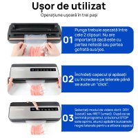 Aparat de vidat si sigilat alimente IMA Trend, 130W cu 80kpa, 5 functii vidare umed/uscata/soft, 30 cm, Gri - 5